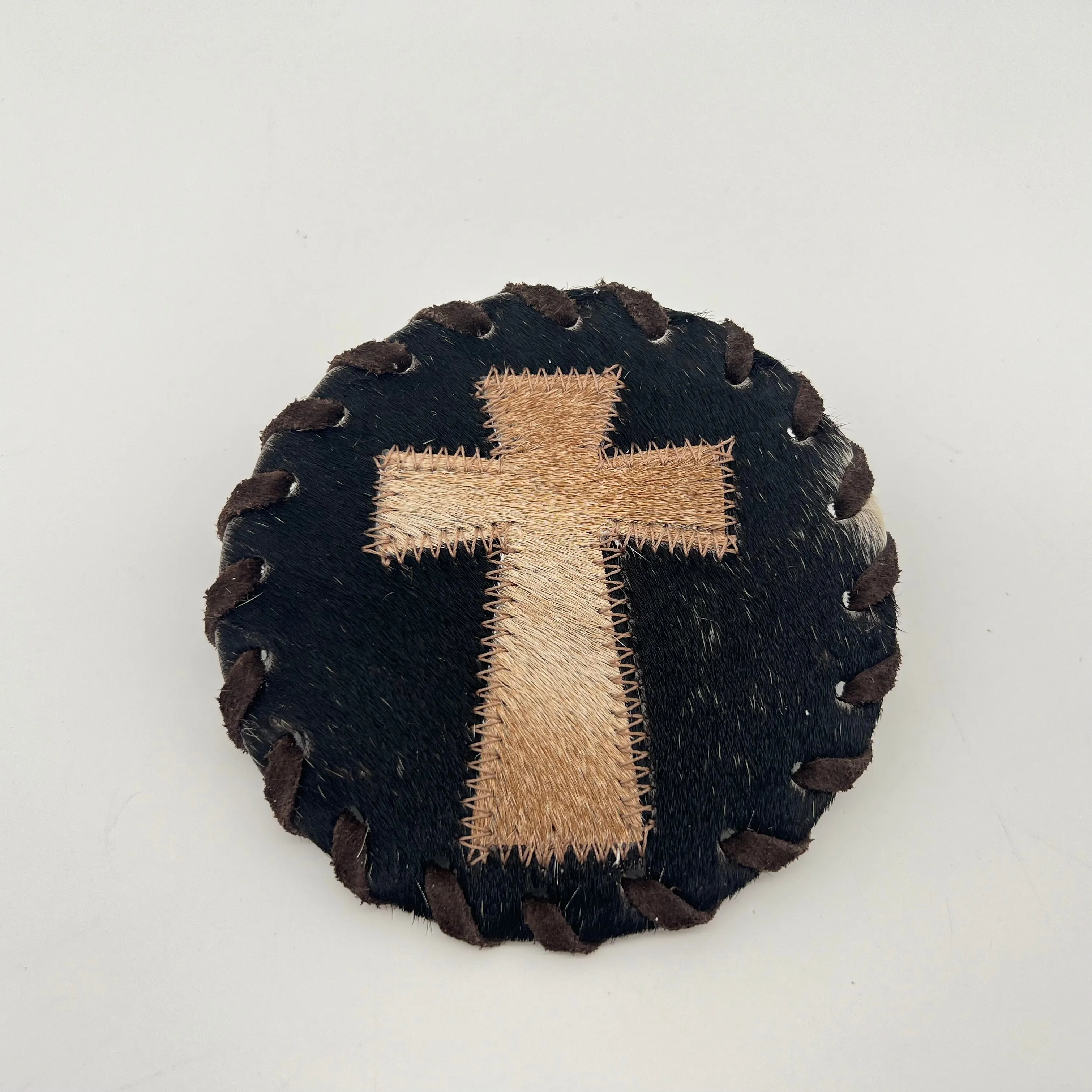 Cowhide Cross Coasters