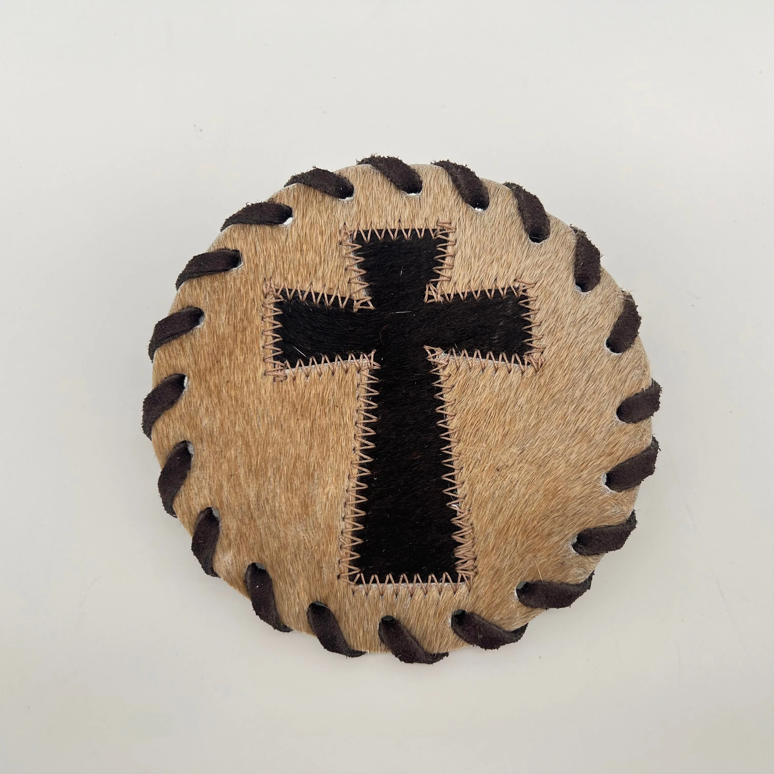 Cowhide Cross Coasters