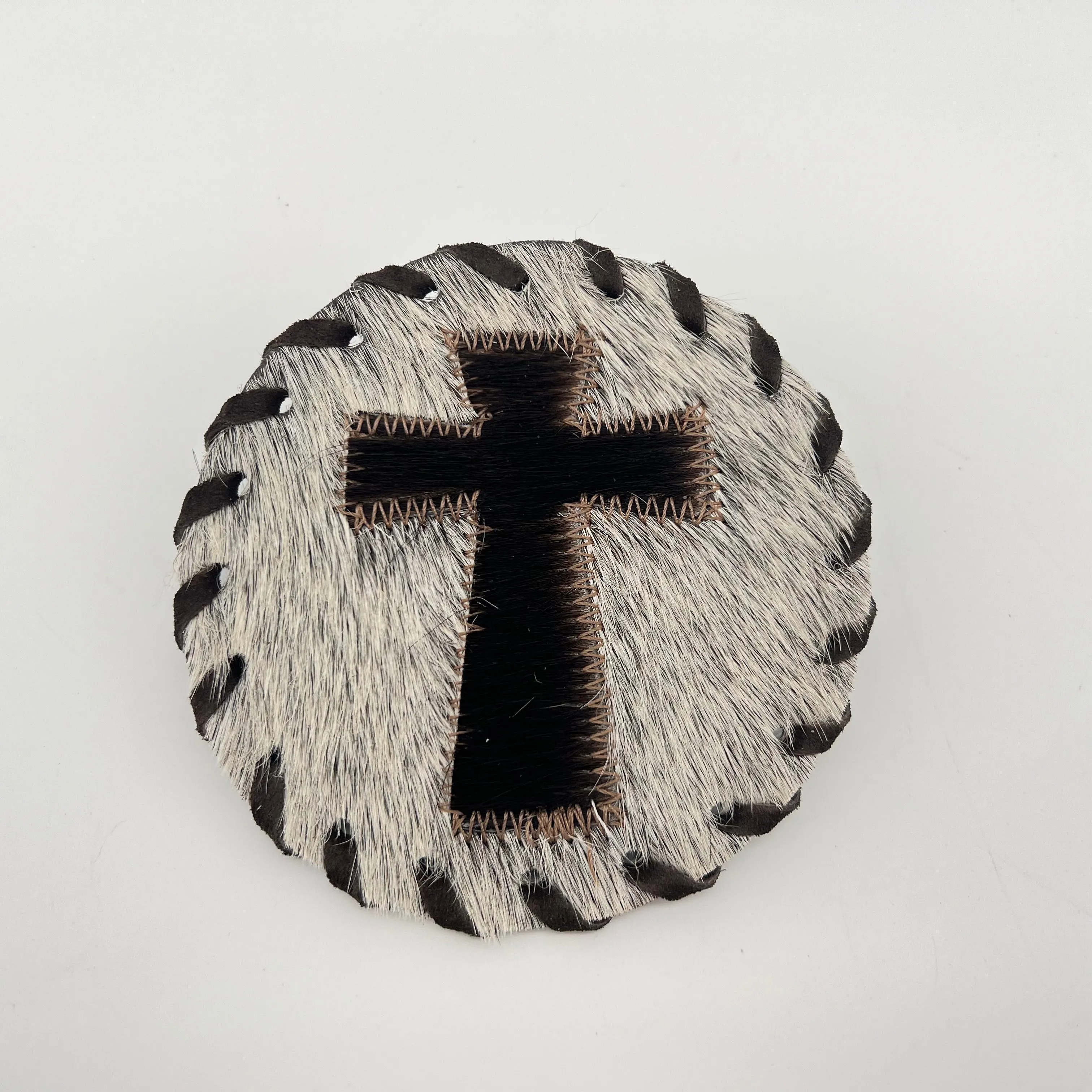 Cowhide Cross Coasters