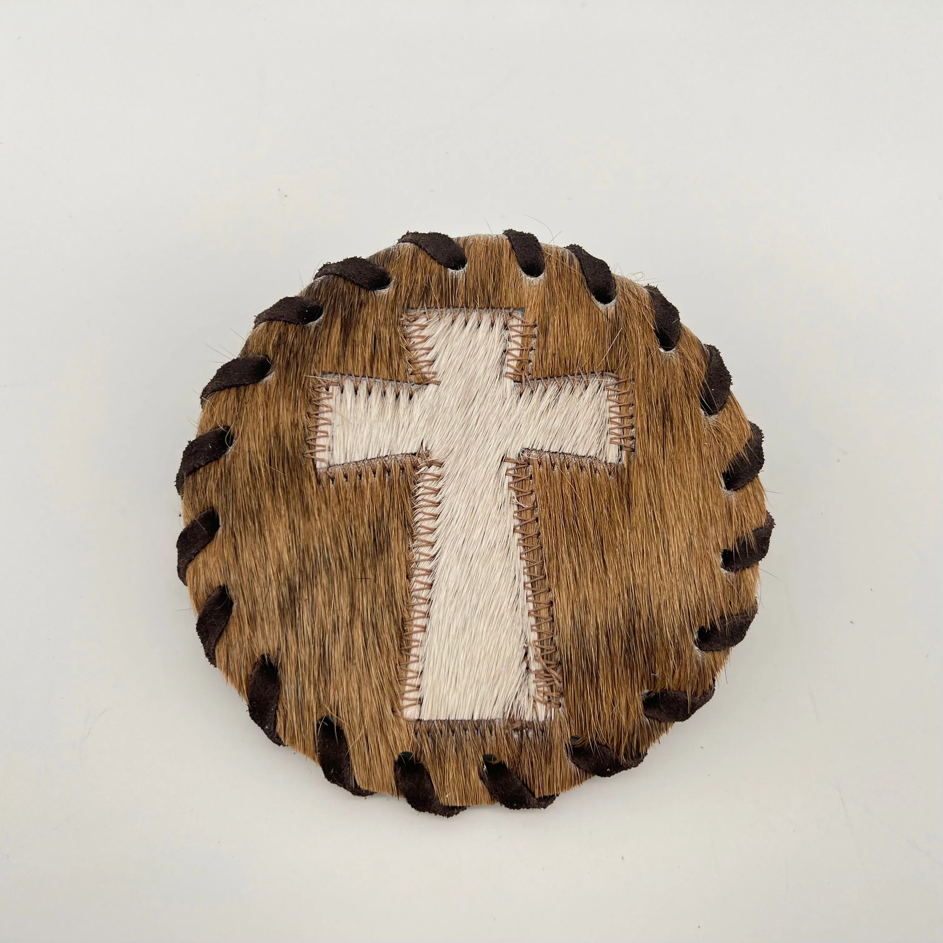 Cowhide Cross Coasters