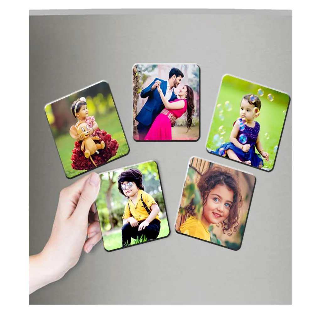 Deep Print Personalized Photo Fridge Magnet On Acrylic Sheet Multicolor || Size 3X4 Inch Set Of 5 || Valentine Birthday