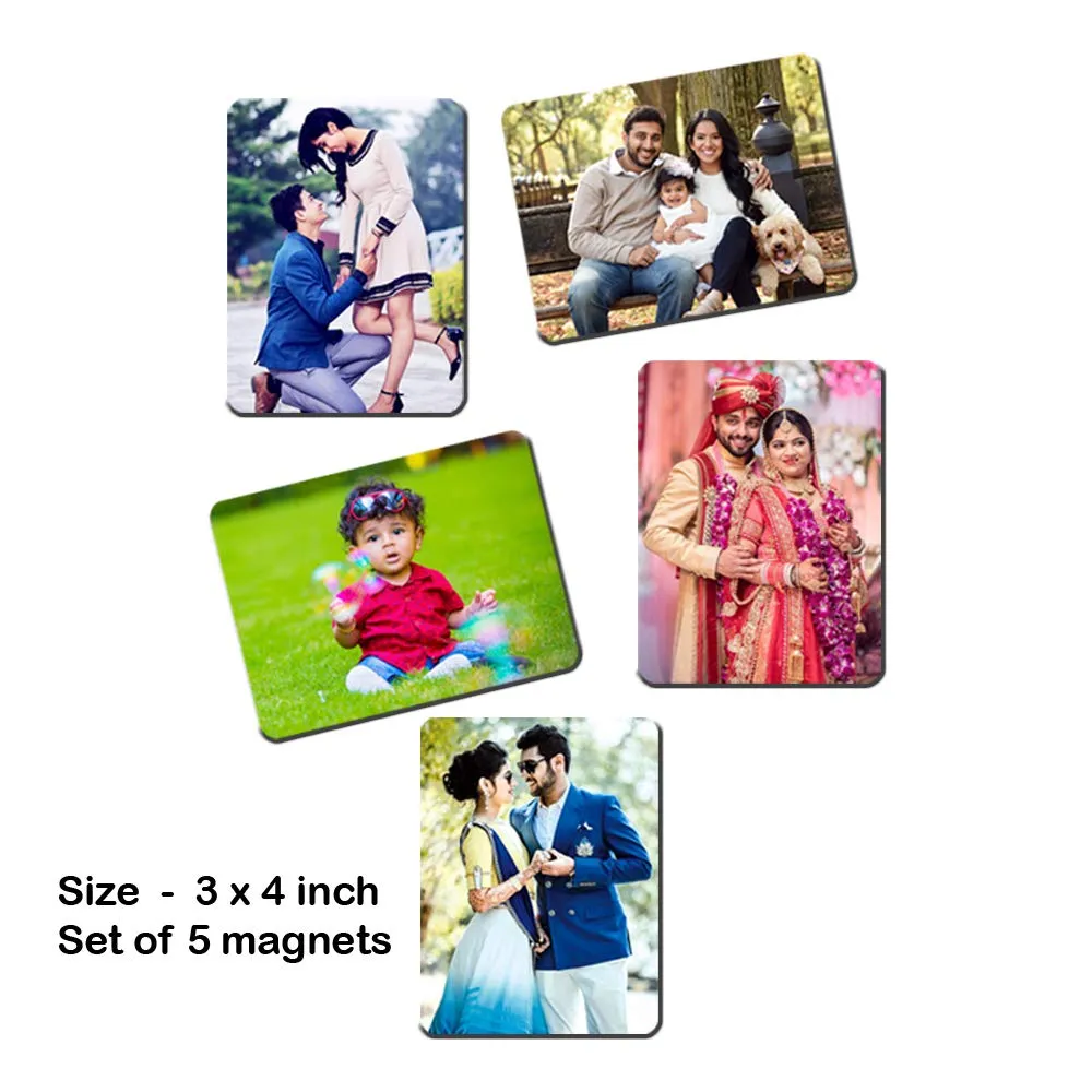 Deep Print Personalized Photo Fridge Magnet On Acrylic Sheet Multicolor || Size 3X4 Inch Set Of 5 || Valentine Birthday