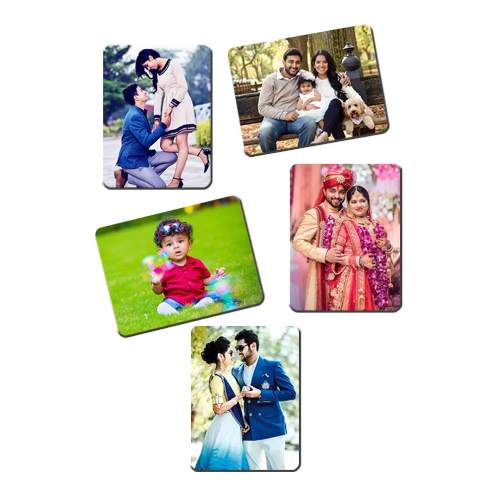 Deep Print Personalized Photo Fridge Magnet On Acrylic Sheet Multicolor || Size 3X4 Inch Set Of 5 || Valentine Birthday