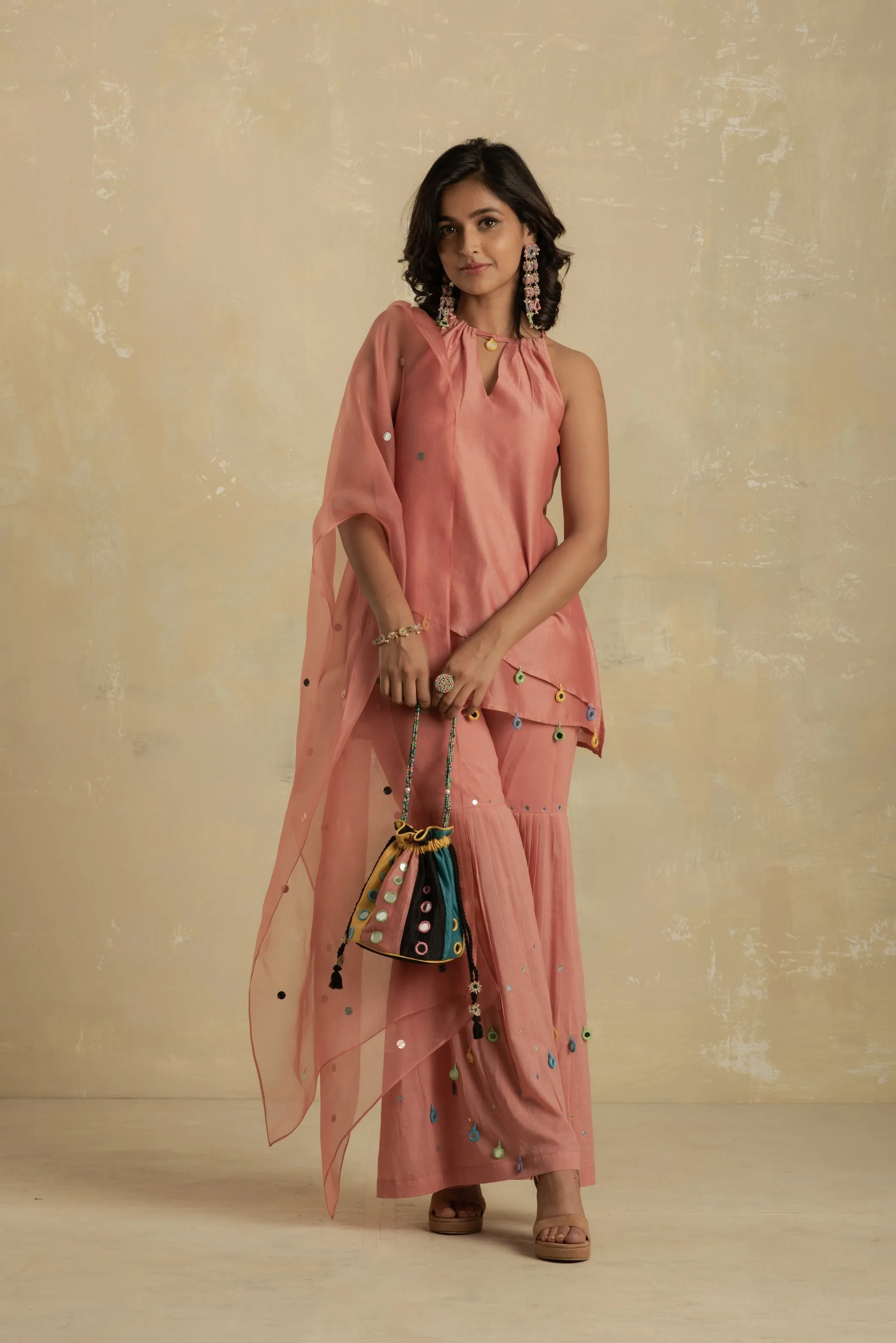 Dusky Pink Sharara (Dupatta optional)