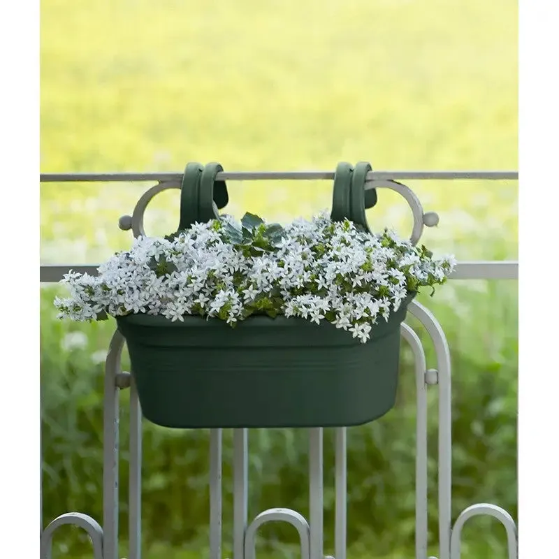 Elho Green Basics Easy Hanging Double Fence Planter - Leaf Green