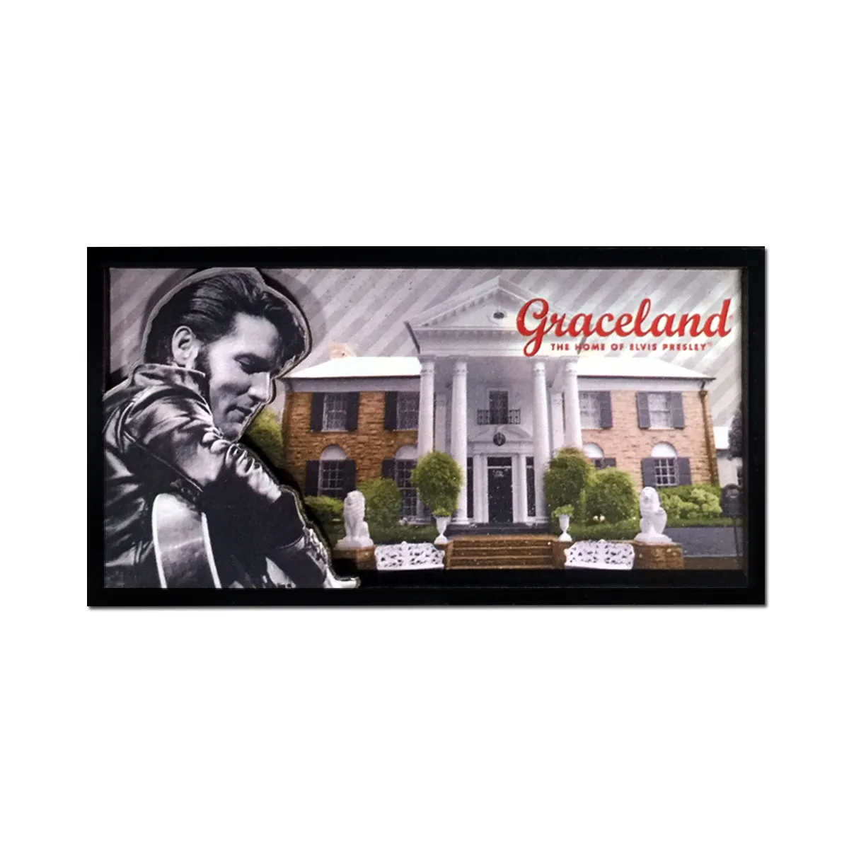 Elvis Black Leather Graceland Photo Wood Magnet