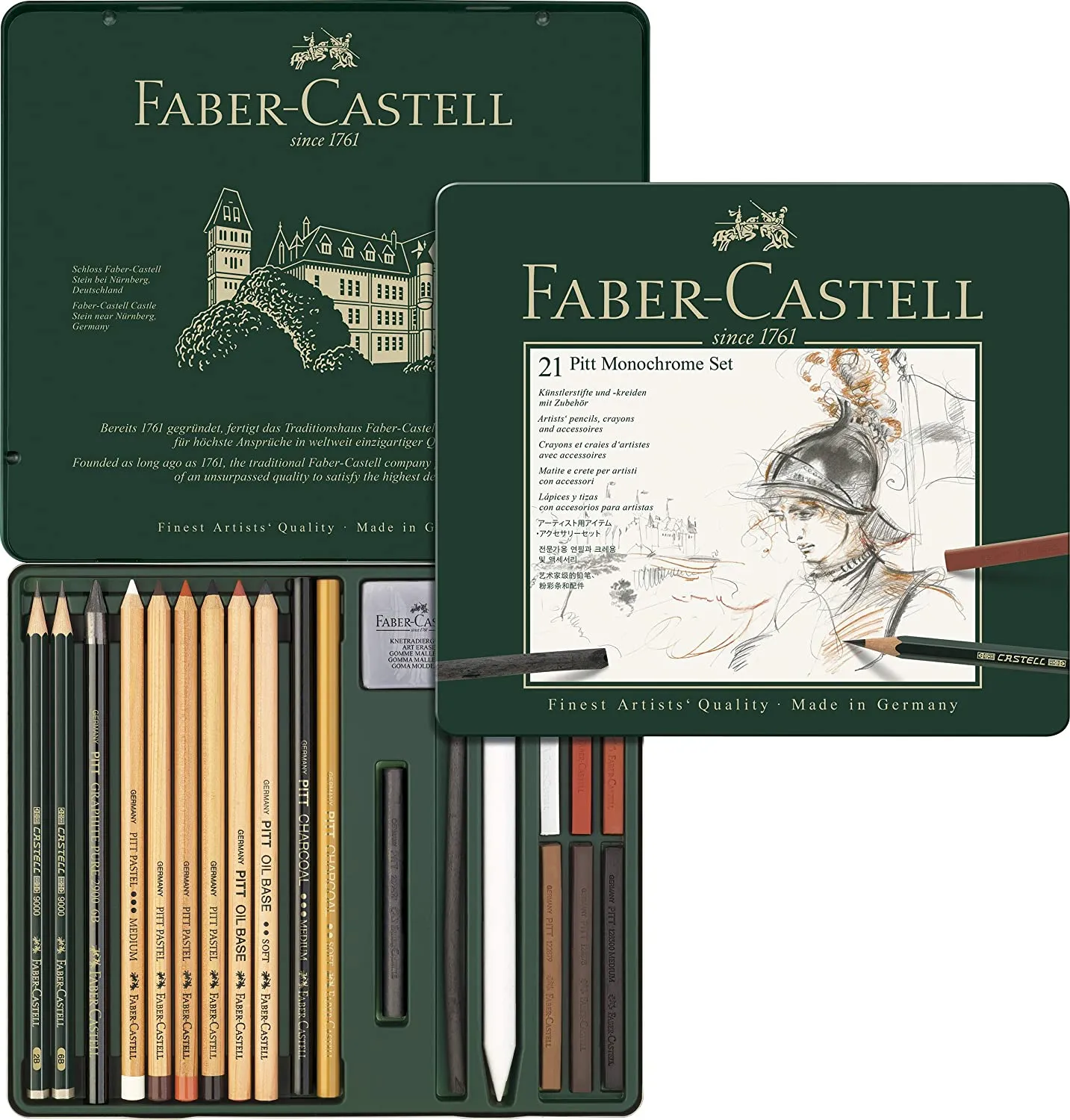 FABER-CASTELL Set PITT Monochrome tin of 21