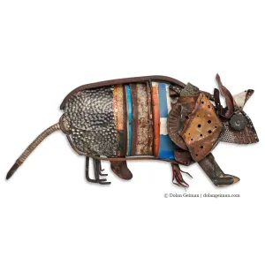 FOLK FAUNA (ARMADILLO) original mixed media wall art