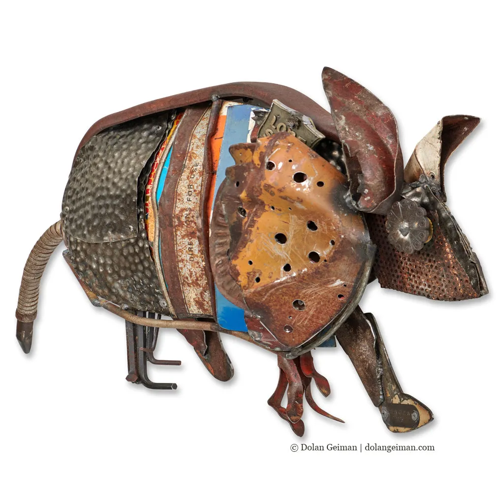 FOLK FAUNA (ARMADILLO) original mixed media wall art