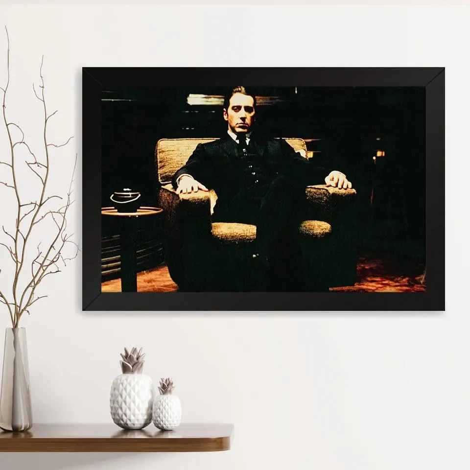 GADGETS WRAP Printed Photo Frame Matte Painting for Home Office Studio Living Room Decoration (14x11inch Black Framed) - Al Pacino God Father Movie Picture Print