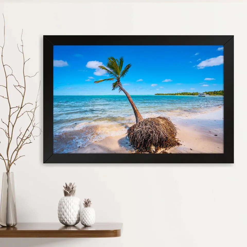 GADGETS WRAP Printed Photo Frame Matte Painting for Home Office Studio Living Room Decoration (14x11inch Black Framed) - Coconut Palm Tree (3)