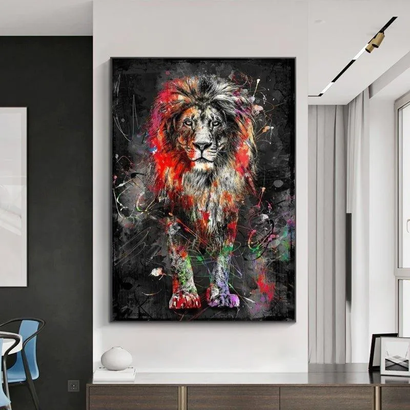 Graffiti Abstract Lion Framed Wall Art (70x100cm)