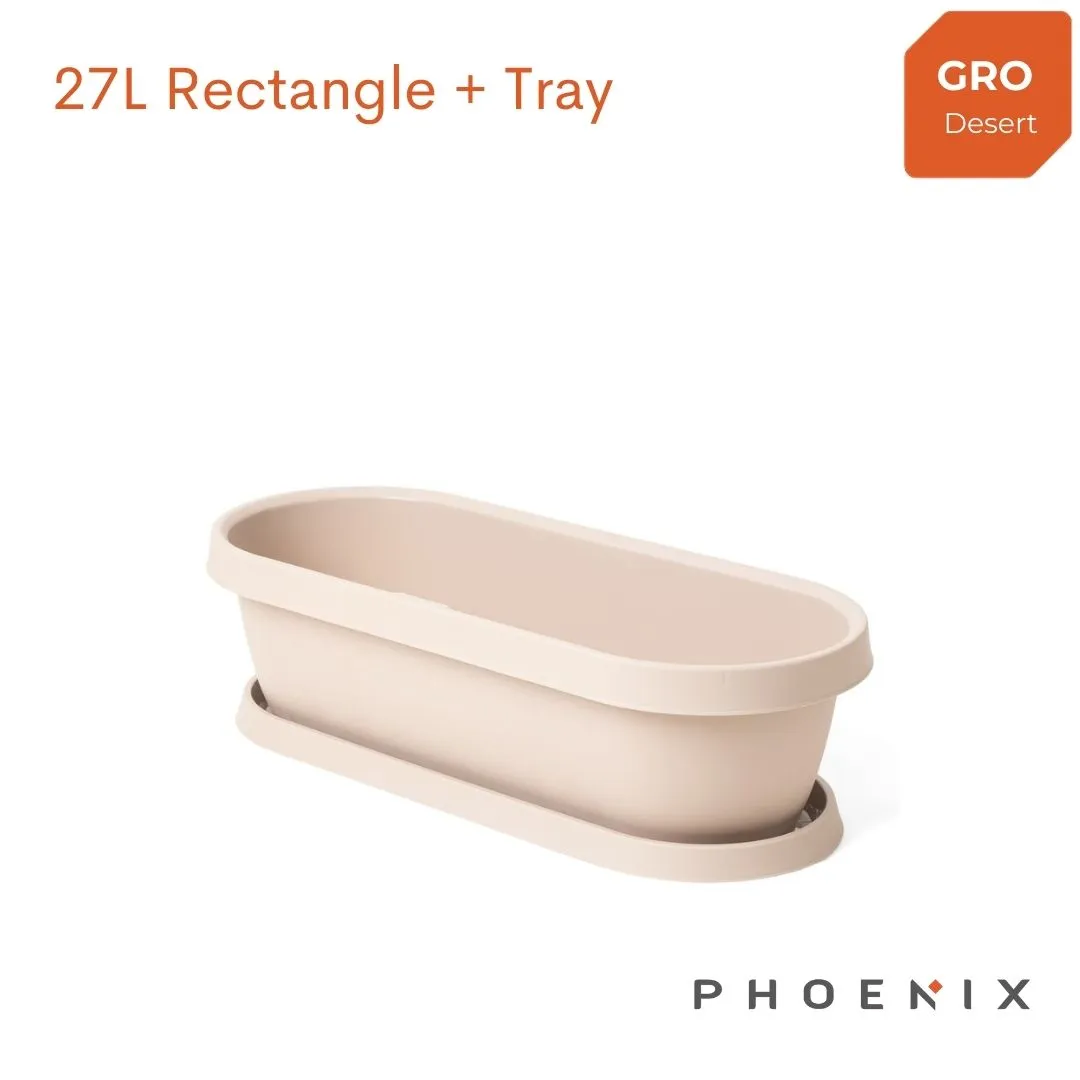 Gro Flowerpot with Tray 27L Rect