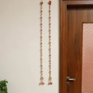 Handmade Diwali Wall Hanging with Bead & Shell Work (set of 2)