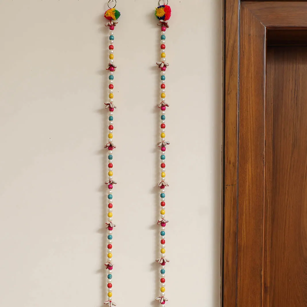 Handmade Diwali Wall Hanging with Bead & Shell Work (set of 2)