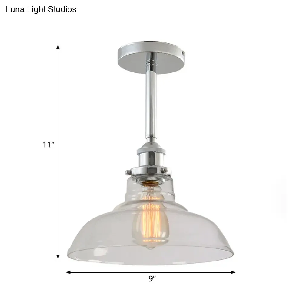 Industrial Chic Clear Glass Barn Pendant with Chrome Finish - Ideal for Restaurants