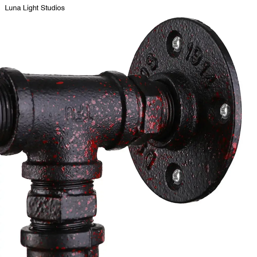 Industrial Wrought Iron Wall Sconce with Bronze Finish & Water Pipe - 1-Light Indoor Lighting