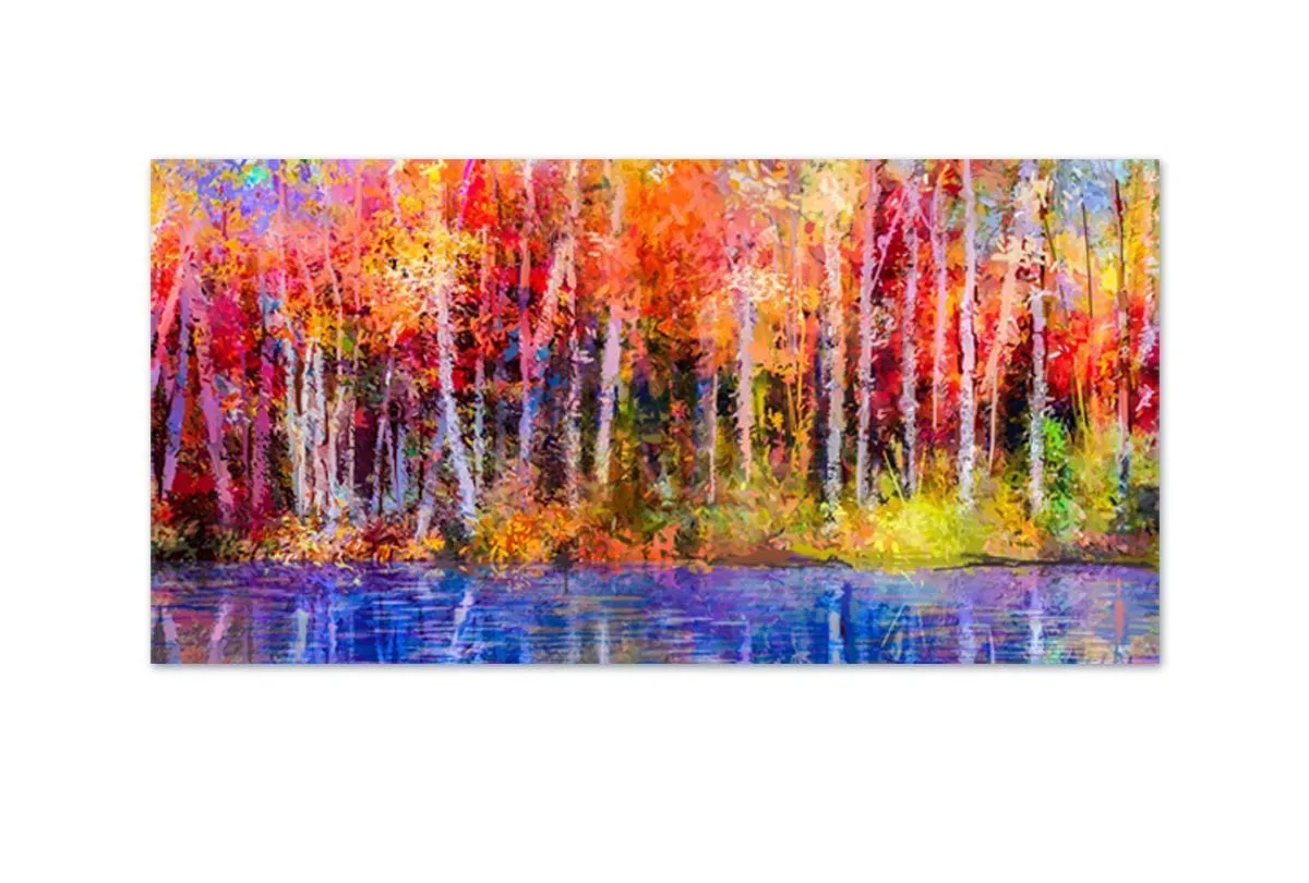 Lakeside Forest Panorama | Canvas Wall Art Print