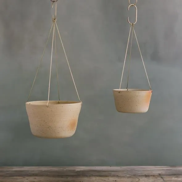 Leaf & Thread Hanging Planter - Sand