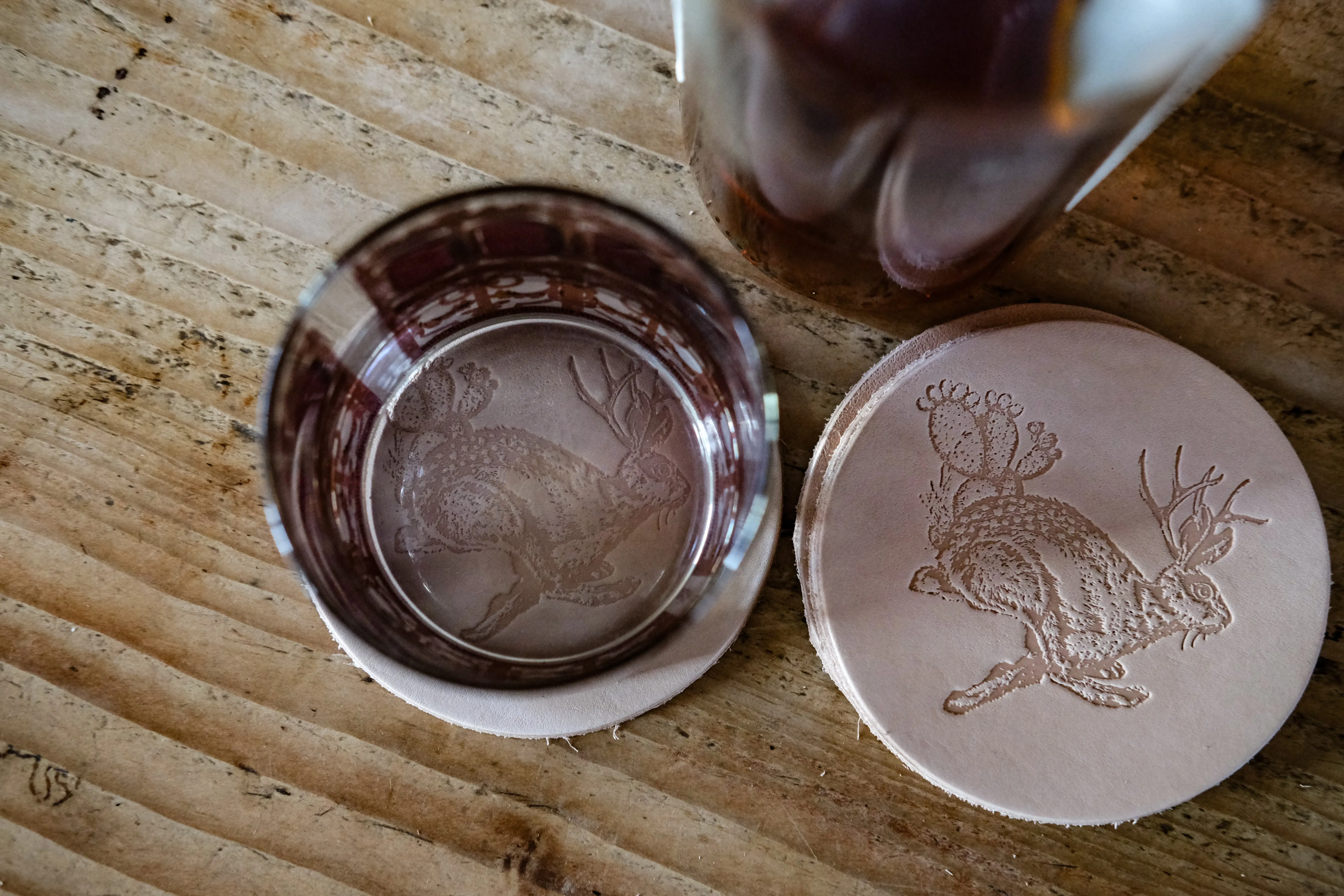 Leather Coaster Set - Jackelope