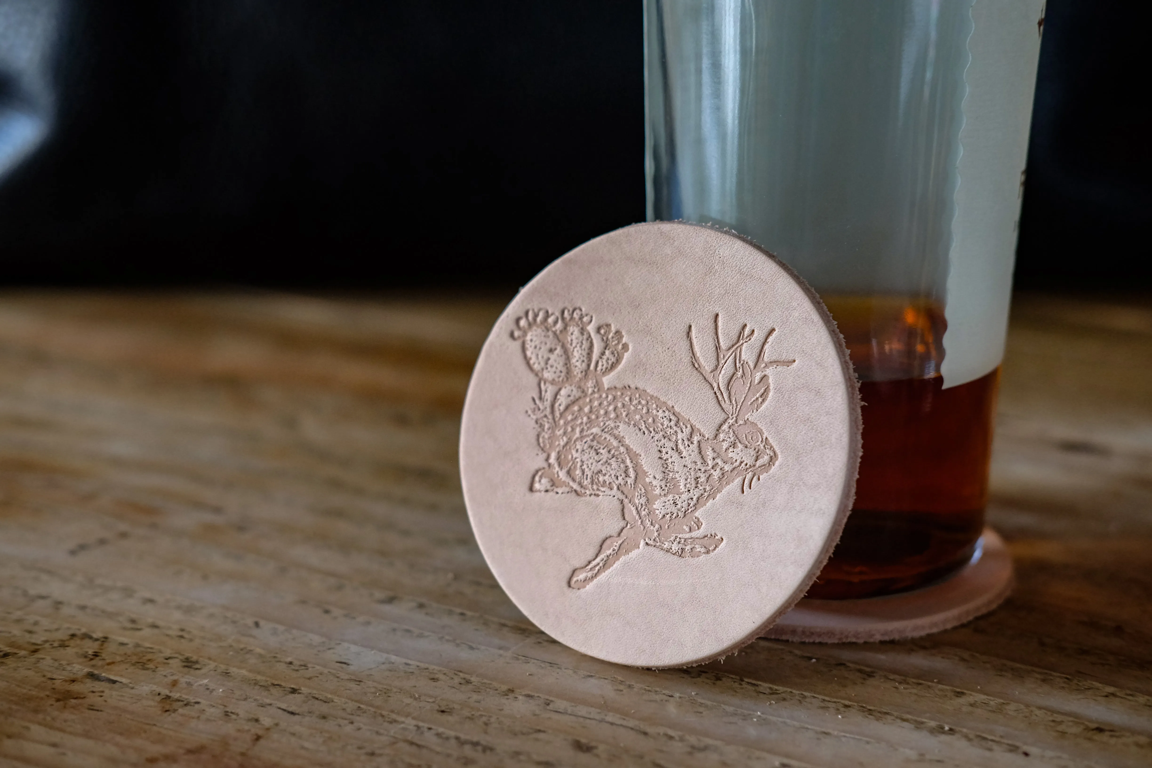 Leather Coaster Set - Jackelope