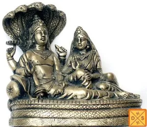 Lord Vishnu and goddess lakshmi idol in mixed metal