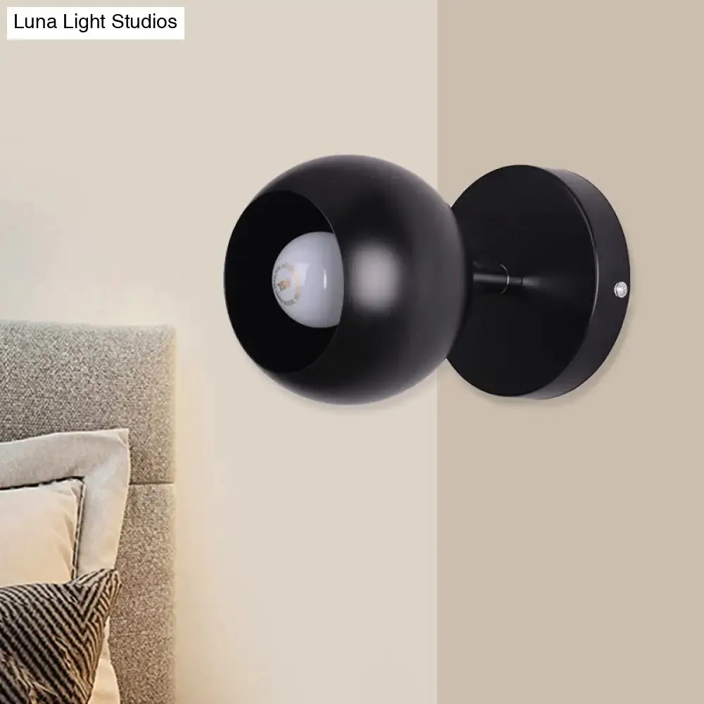 Metallic Black Wall Lighting Ball Shade - Retro Industrial 1 Light Wall Lamp for Bedroom