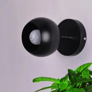 Metallic Black Wall Lighting Ball Shade - Retro Industrial 1 Light Wall Lamp for Bedroom