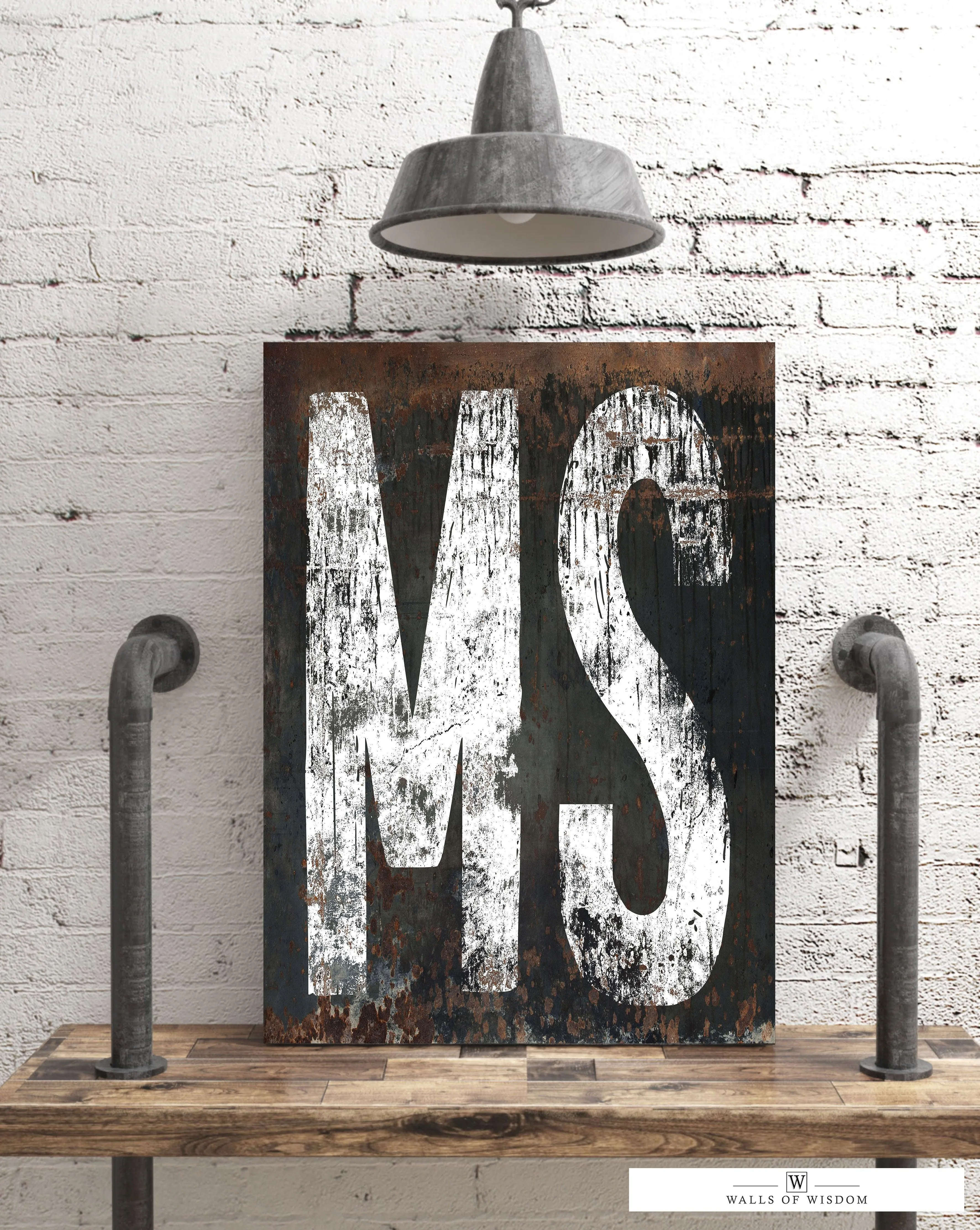 Mississippi Home State Canvas Wall Art - Vintage Industrial & Western Farmhouse Fusion