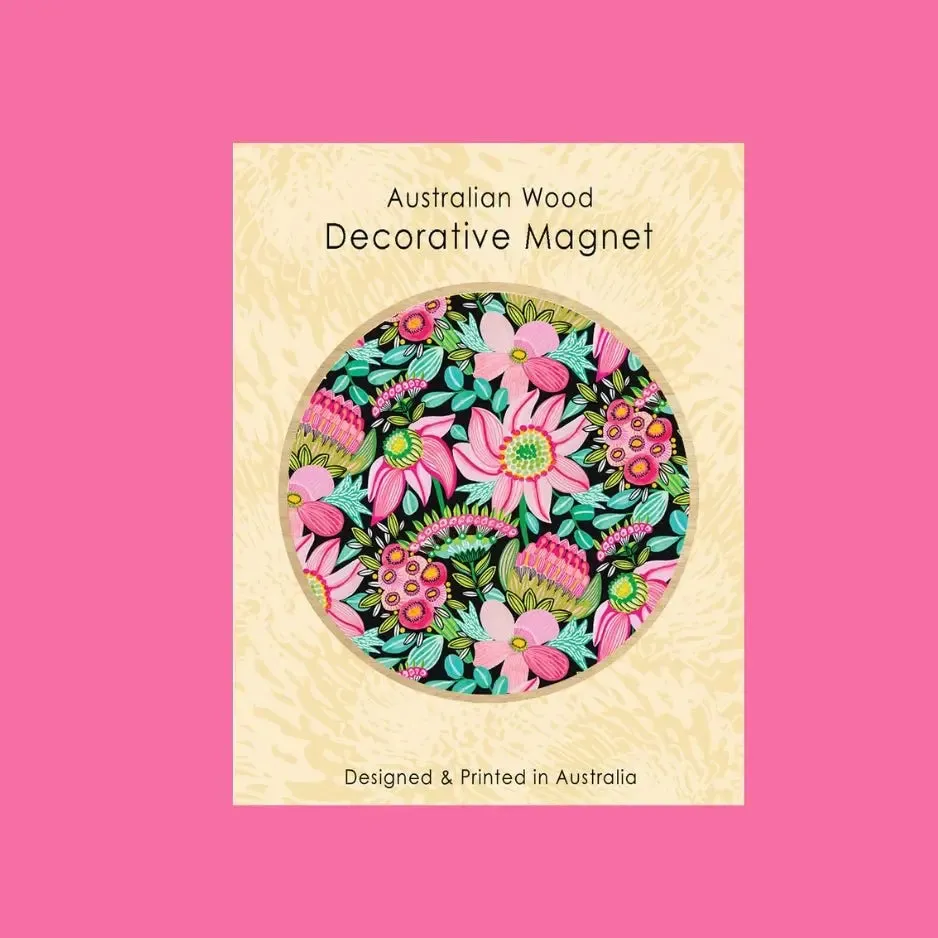 Pastel Pink Flowers Magnet & Card Gift Set