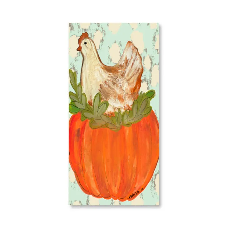 Pumpkin Sitting Hen Wrapped Canvas