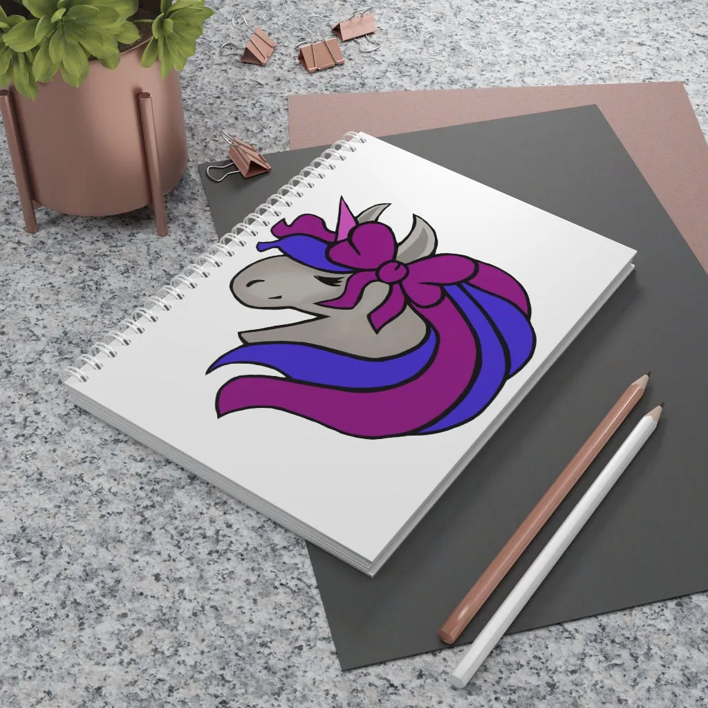 Purple Blue Unicorn Head Spiral Notebook