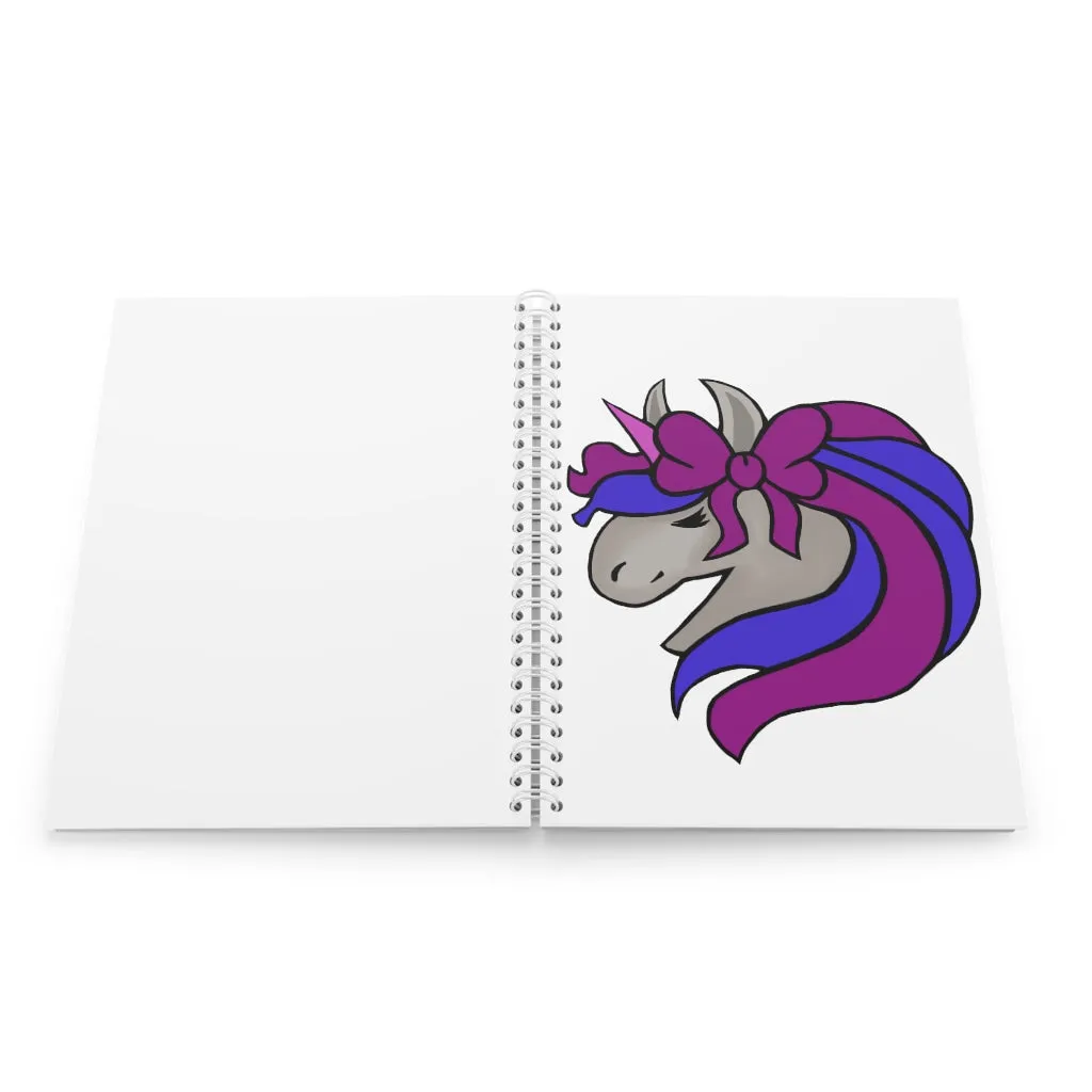 Purple Blue Unicorn Head Spiral Notebook