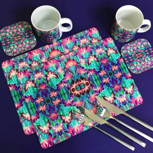 Purple Iris Pattern Table Mats and Coasters - Iris chopping board - Durable Tableware