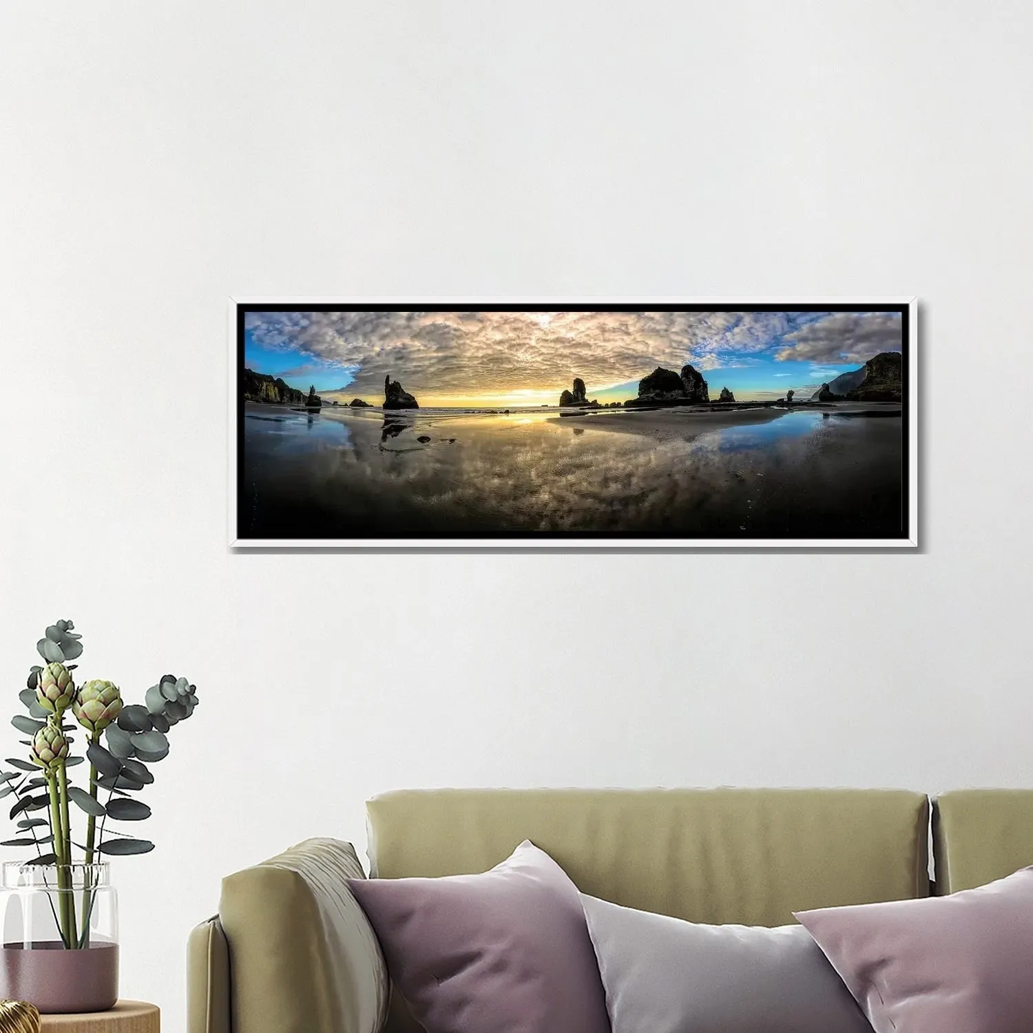 "Before Sunset Motukiekie Beach West Coast New Zealand" by OLena Art Framed