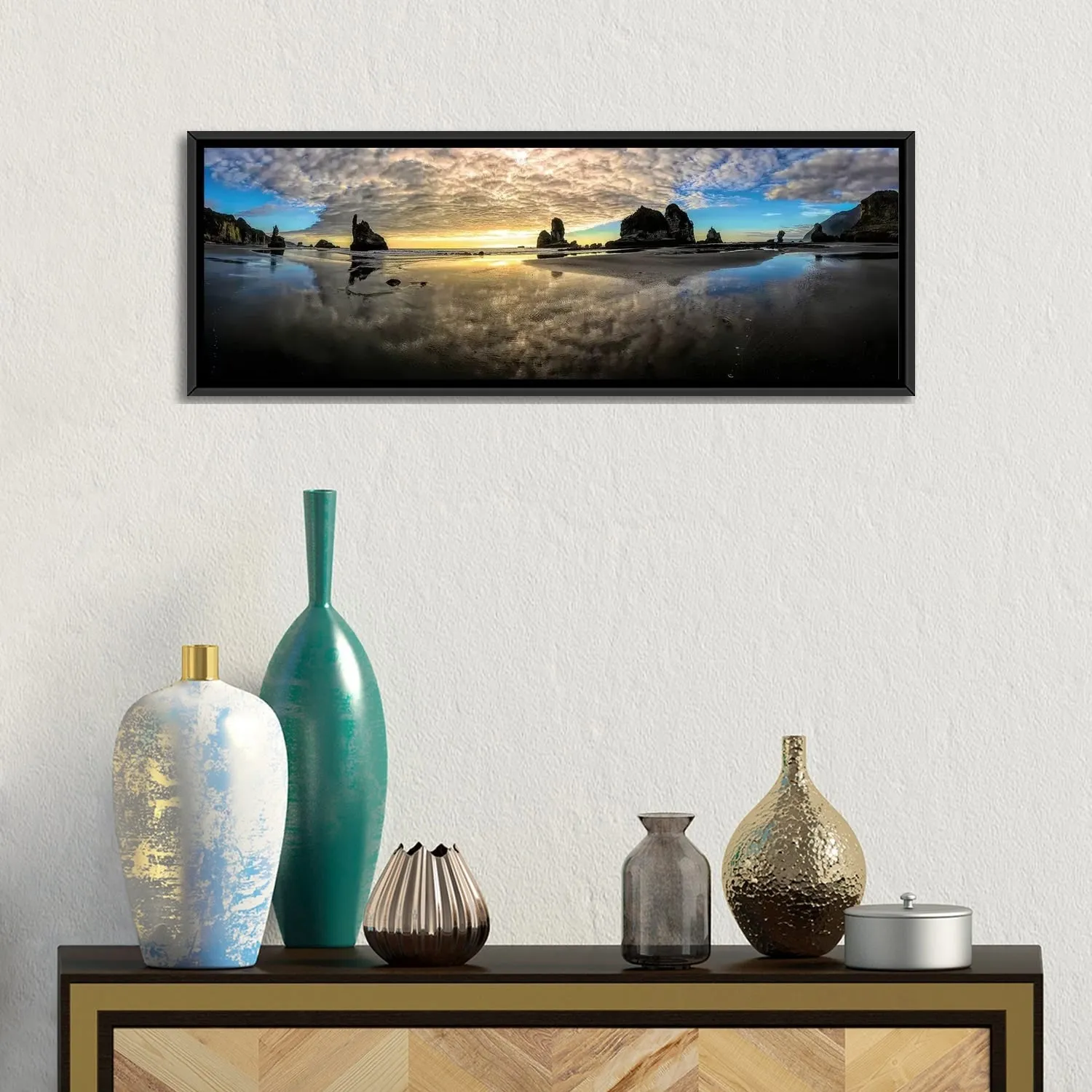 "Before Sunset Motukiekie Beach West Coast New Zealand" by OLena Art Framed