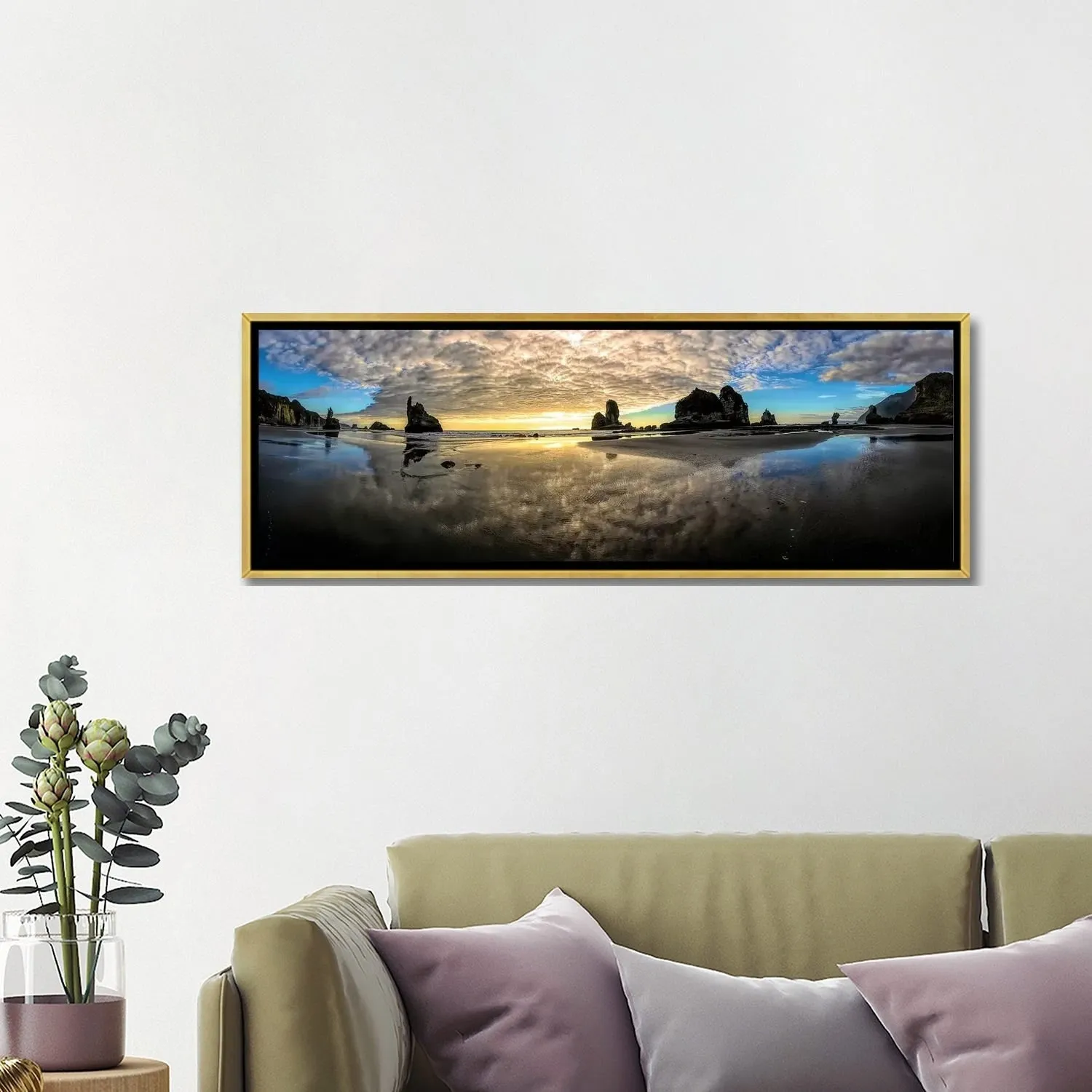 "Before Sunset Motukiekie Beach West Coast New Zealand" by OLena Art Framed