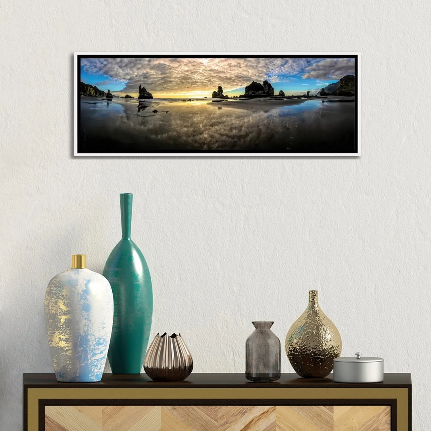 "Before Sunset Motukiekie Beach West Coast New Zealand" by OLena Art Framed