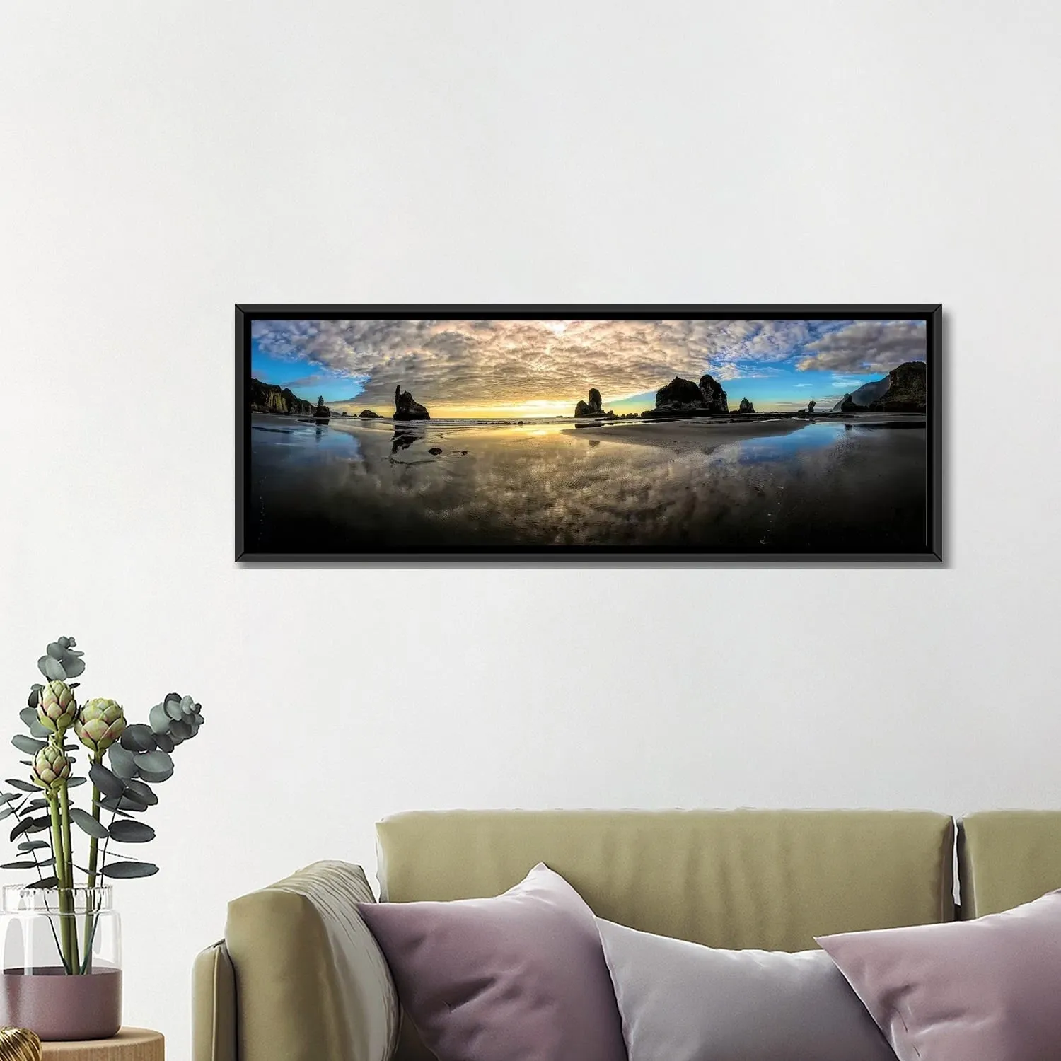 "Before Sunset Motukiekie Beach West Coast New Zealand" by OLena Art Framed