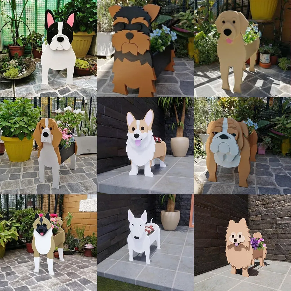 Realistic Dog flower planters