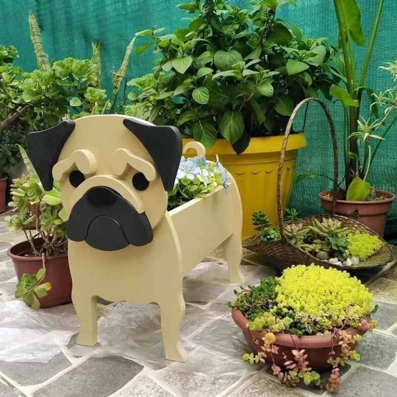 Realistic Dog flower planters