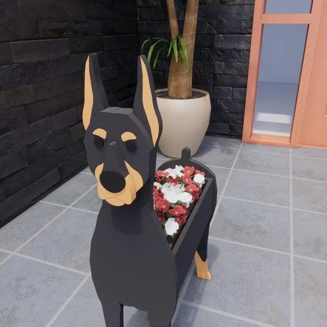 Realistic Dog flower planters