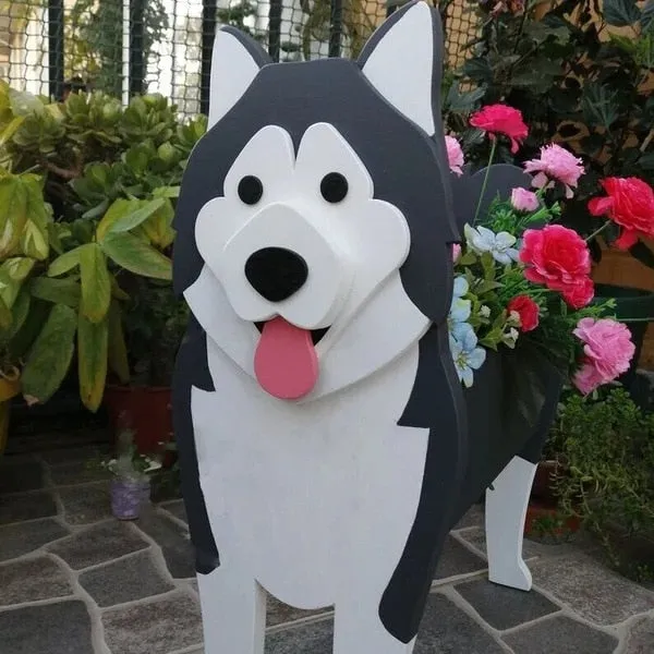 Realistic Dog flower planters