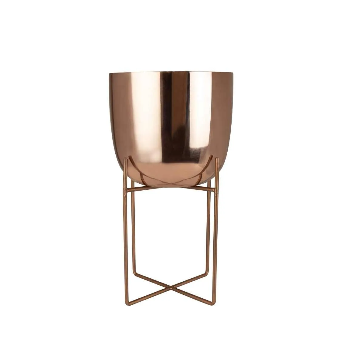 Rose Gold Metal Planter With Stand