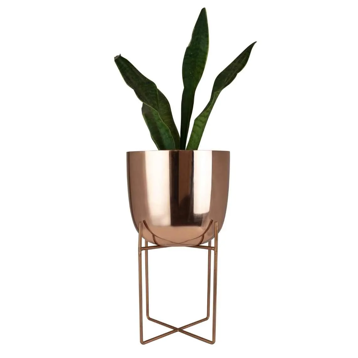 Rose Gold Metal Planter With Stand