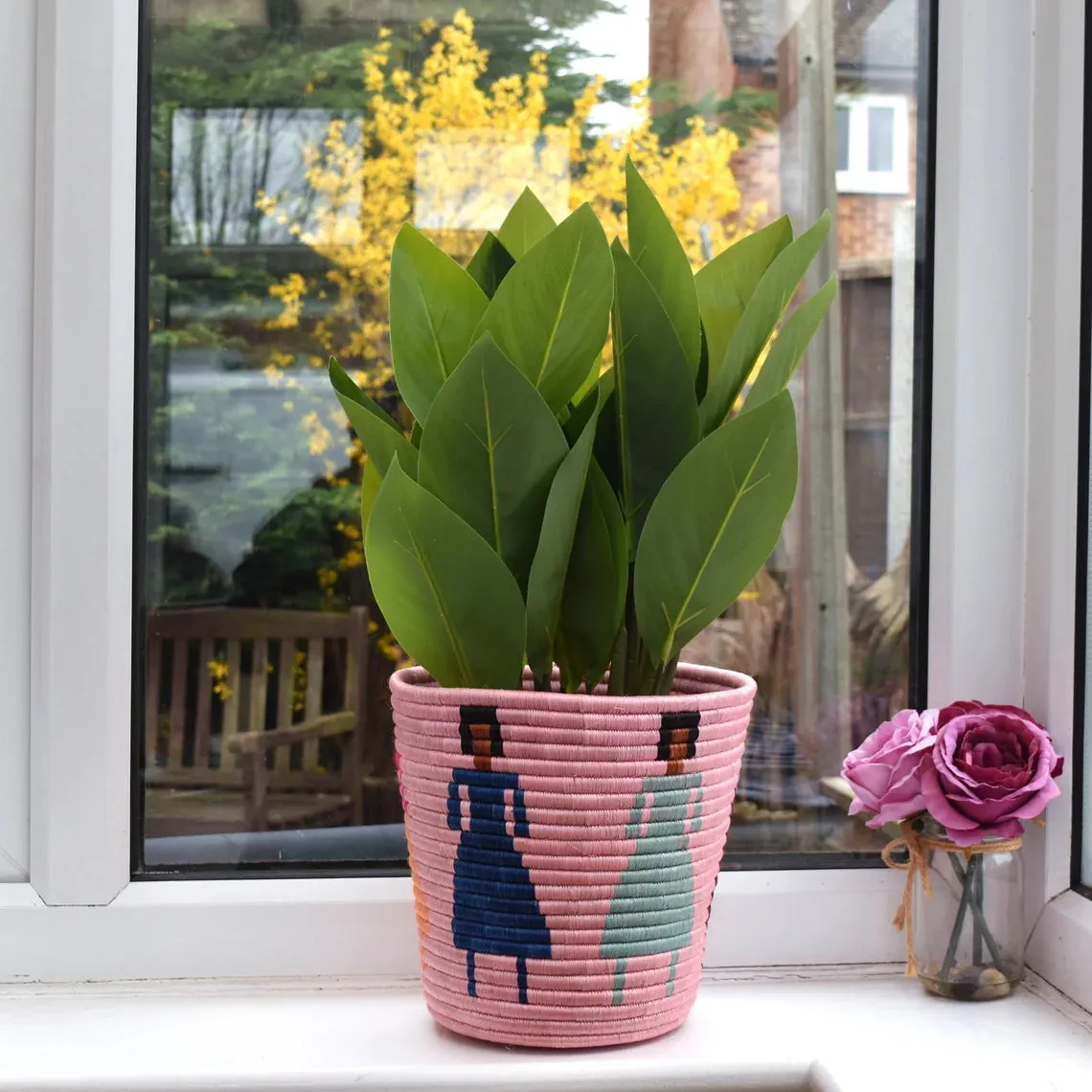 Rwandan Basket - Pink Plant Basket - Hitimana