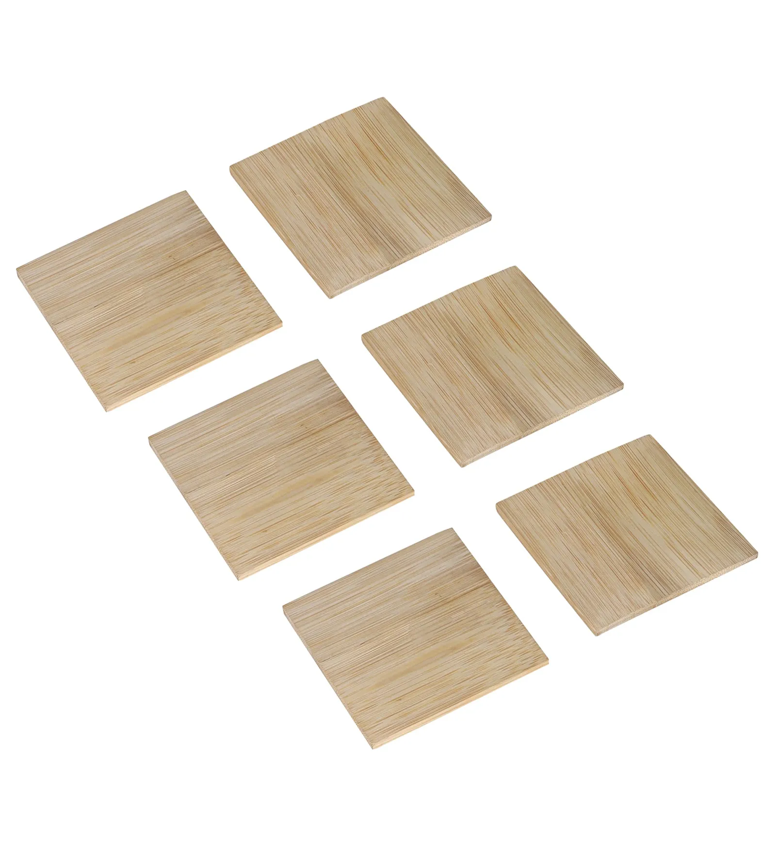 SILPAKARMAN Bamboo Coasters Plain Design- Set Of 6