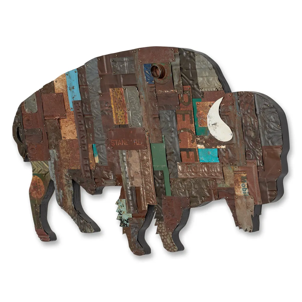 SPECIAL ORDER ON THE RANGE (BUFFALO) original metal wall sculpture