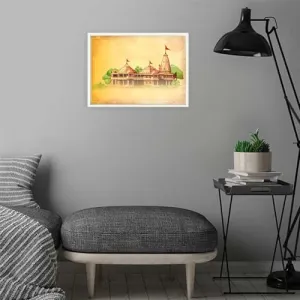 VERRE ART Printed Framed Canvas Painting for Home Decor Office Wall Studio Wall Living Room Decoration (14x10inch White Floater) - Ayodhya Ram Mandir Ram Janam Bhoomi 63