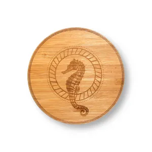 Wooden Coasters 4" (Sea Horse in Bamboo) 4-Pack